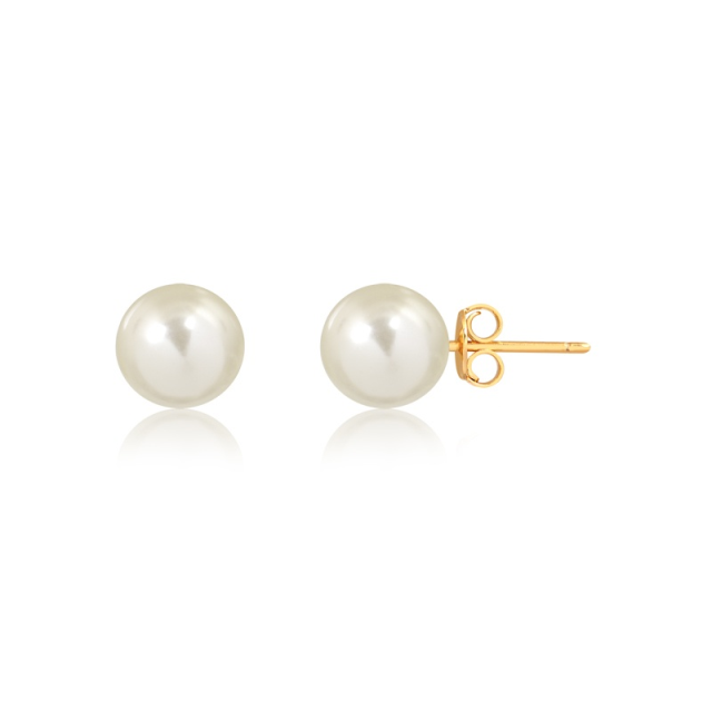 Brinco de pérola 8mm banhado a ouro18k