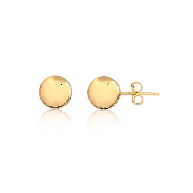 Brinco de Bola Lisa 8mm Banhado a Ouro 18K