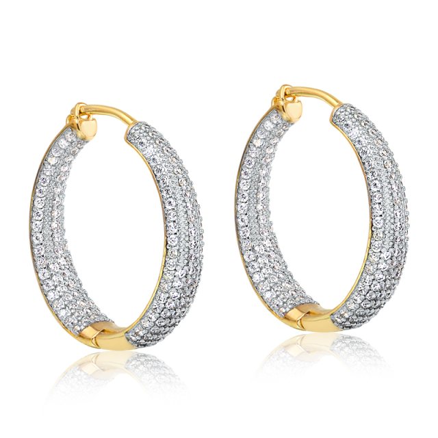 Brinco de argola cravejada banhado ouro18k