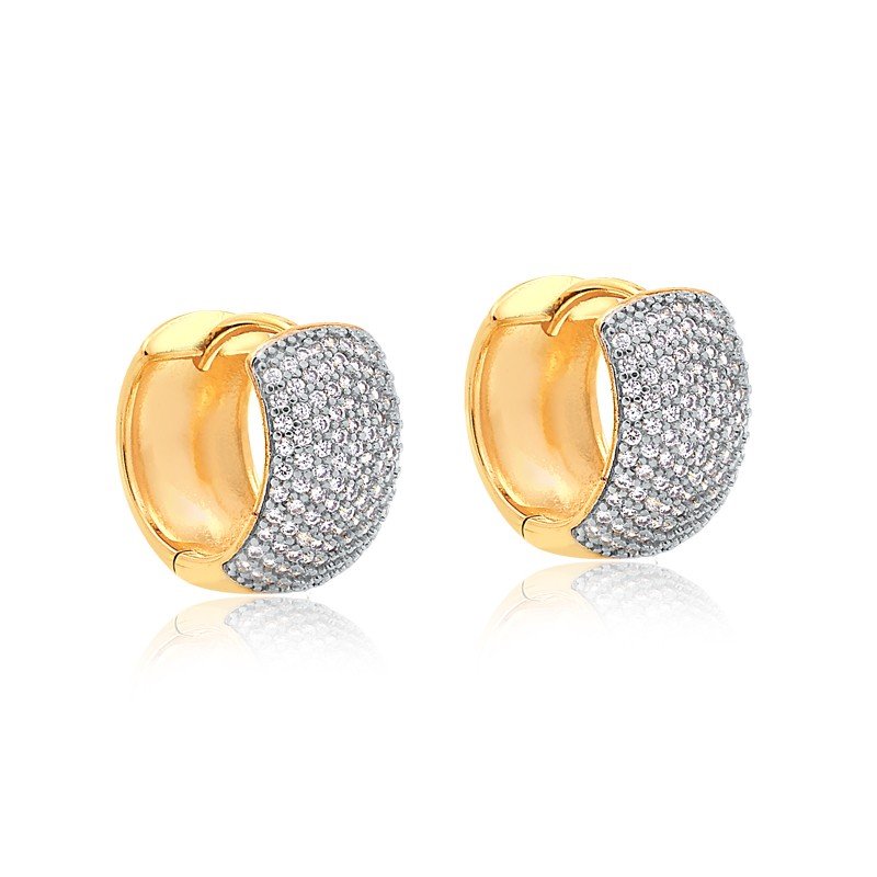 Brinco Argola Zircônia Cristal Folheado a Ouro 18K 