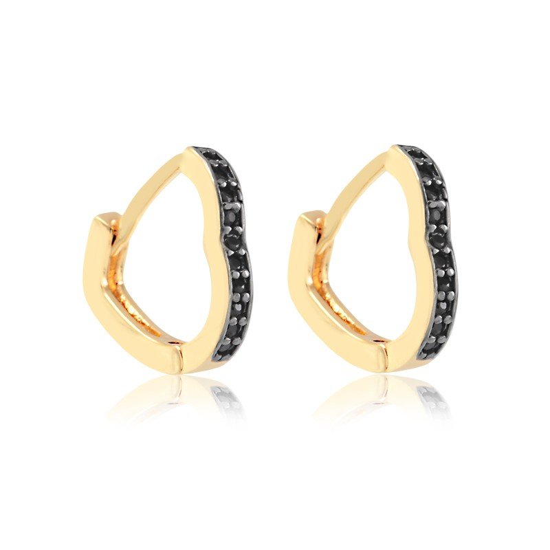 Kit de Brincos Argolas Coração Folheado a Ouro 18K