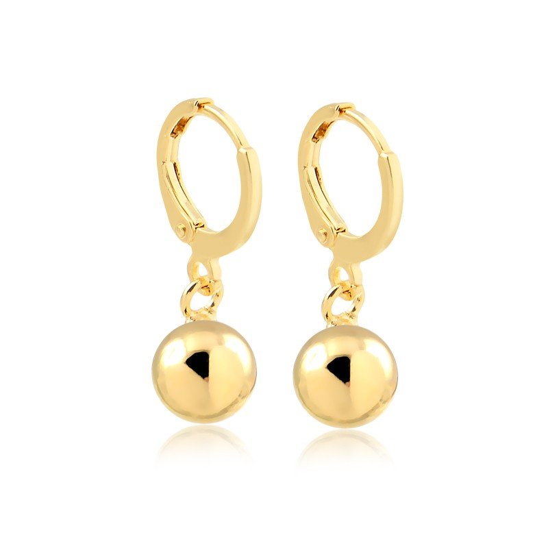 Brinco argolinha com bolinha 8mm banhado ouro18k