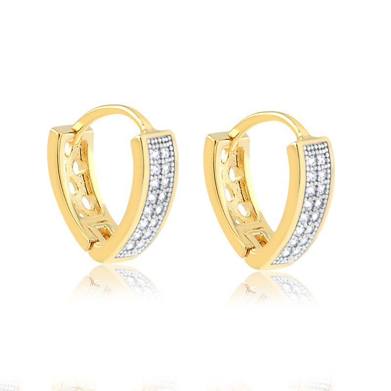 Brinco de Argola de Zircônia Folheado a Ouro 18K