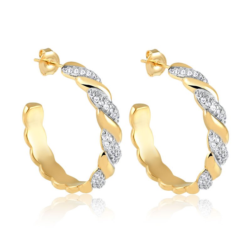 Argola de Zircônia com Ródio Branco Folheada a Ouro18K