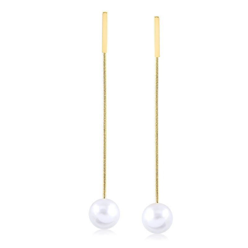 Brinco de Pérola Longo Folheado a Ouro 18K