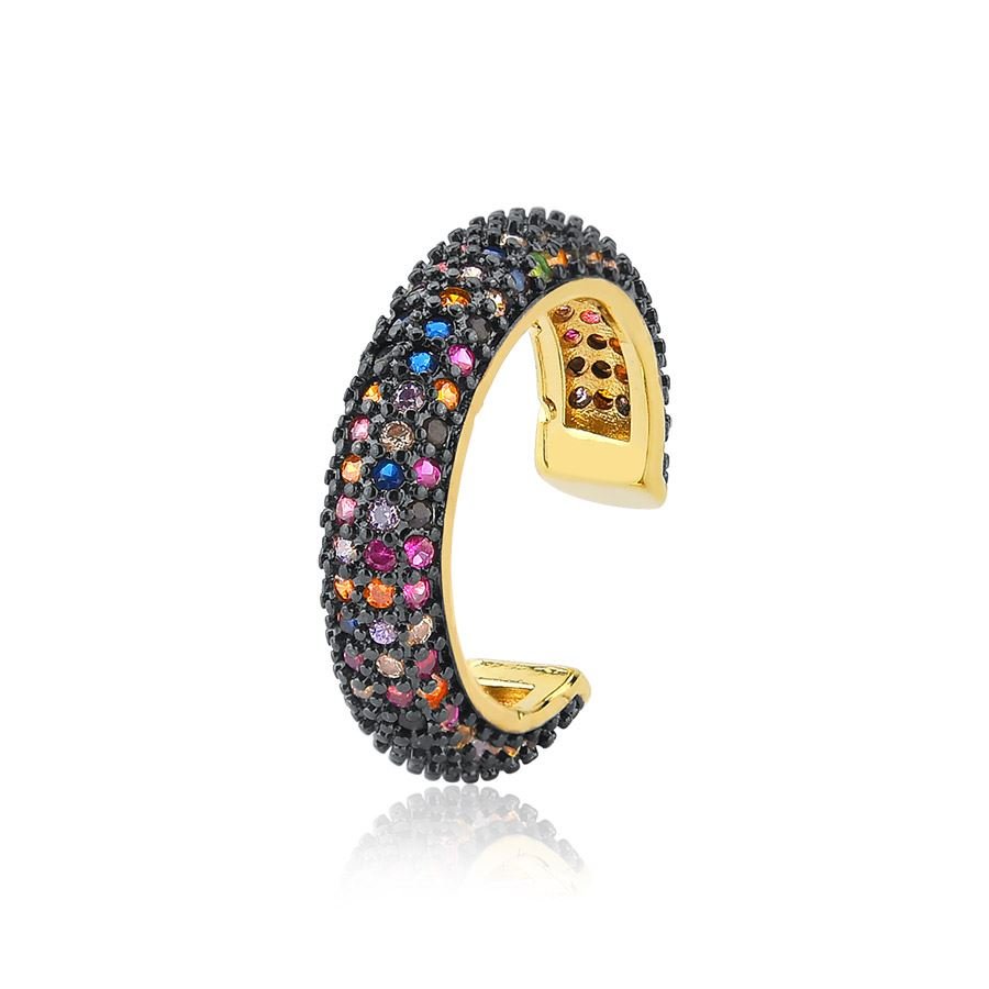 Piercing fake cravejado colorido banhado ouro 18k