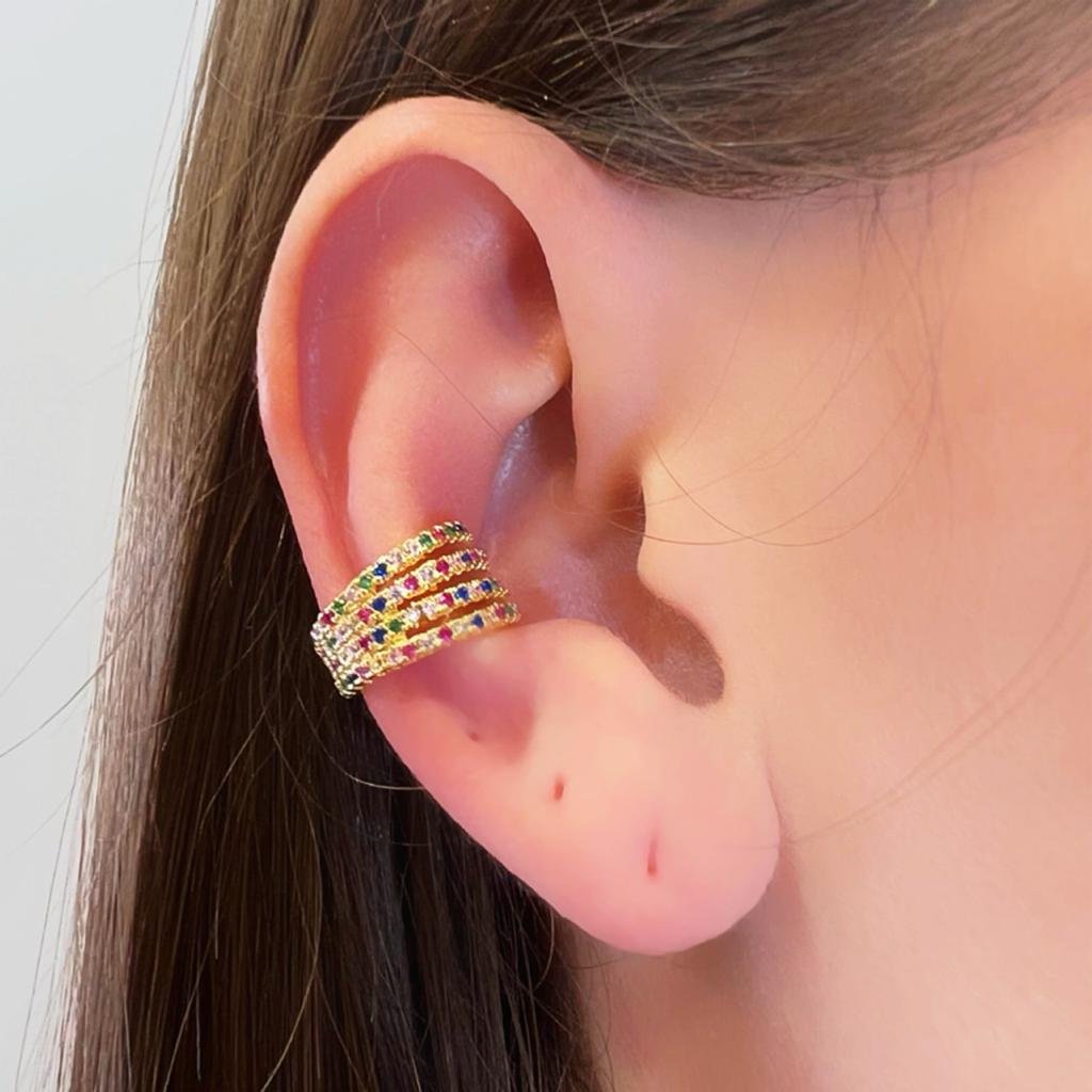 Piercing Fake Multicolor Banhado a Ouro 18K