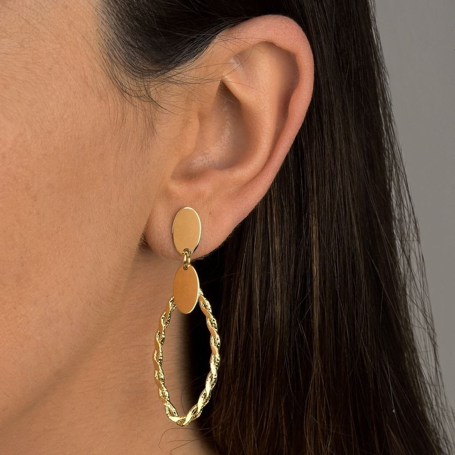 Brinco Trançado Folheado a Ouro 18K