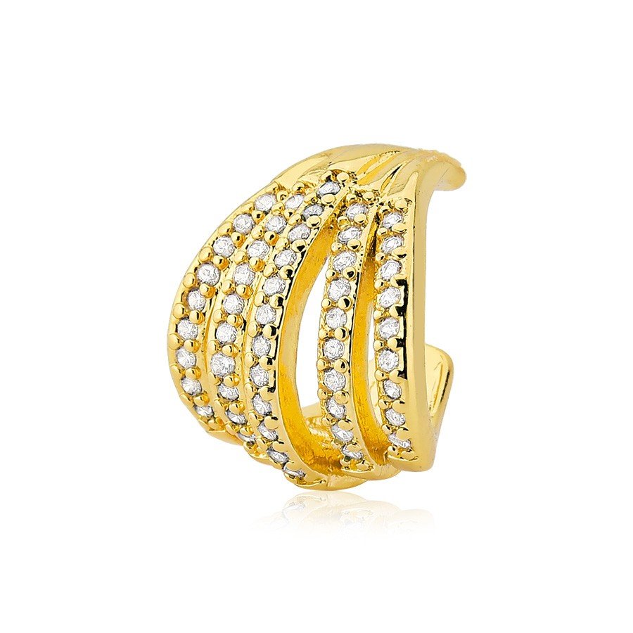 Piercing Fake Cravejado Folheado a aouro 18K