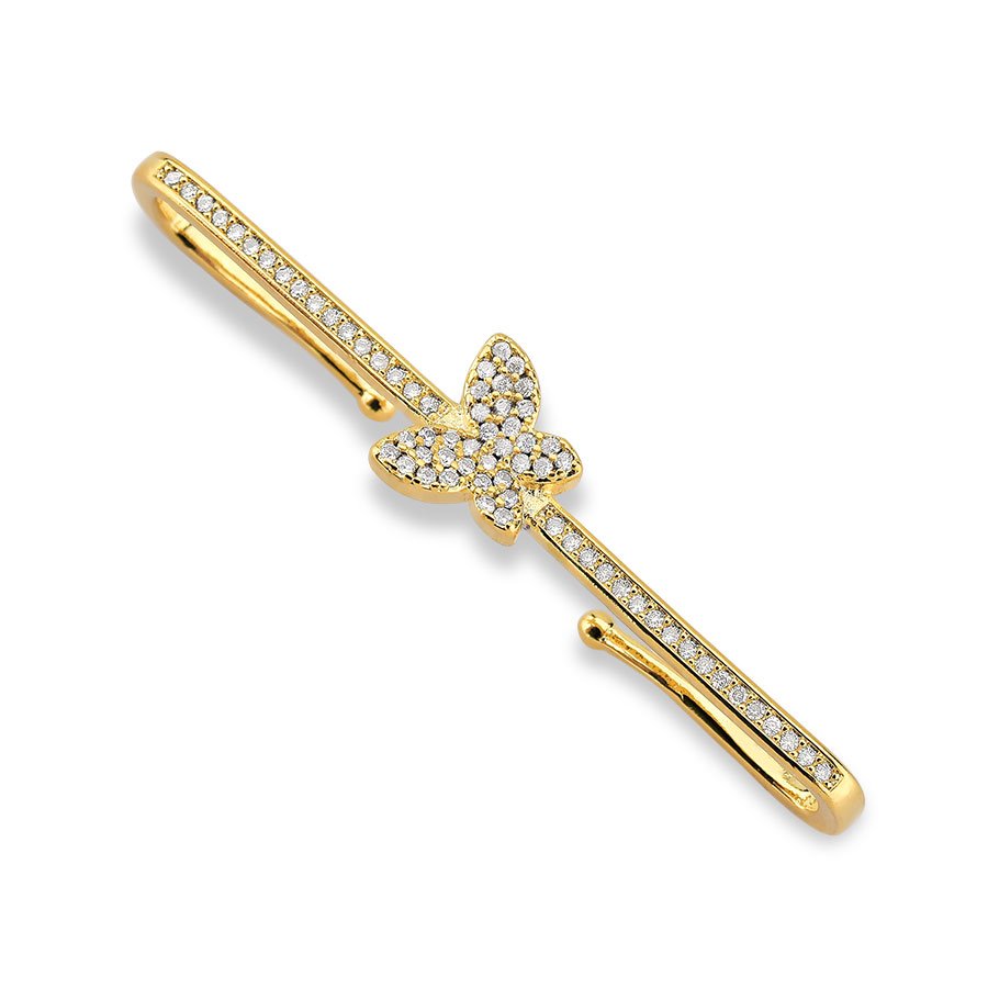 Piercing Fake Borboleta Cravejado Folheado a Ouro18K