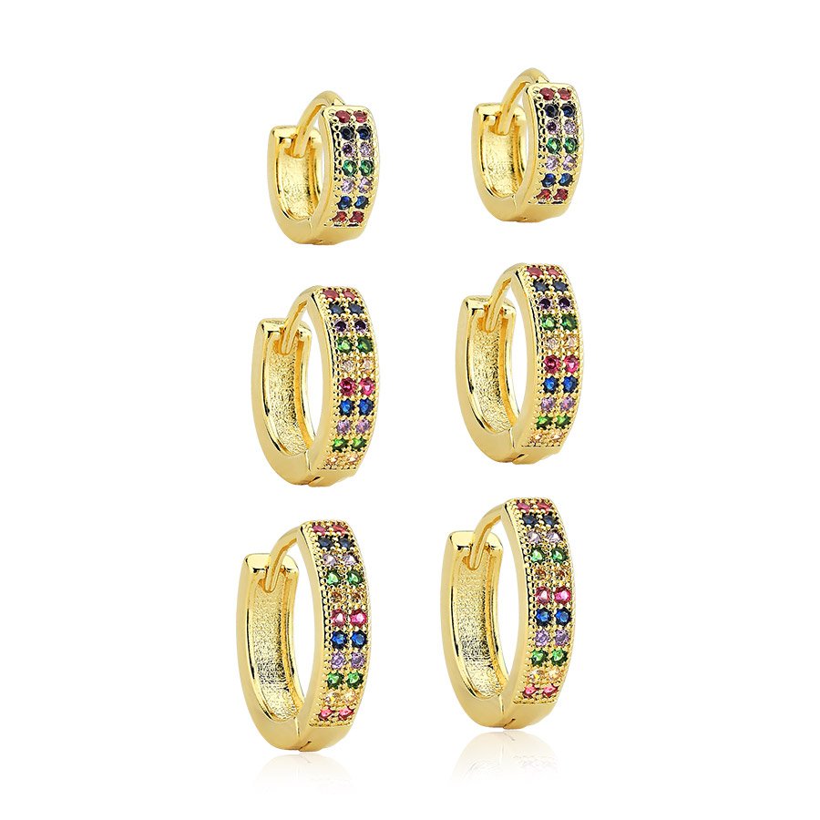 Kit trio cravejado de zircônia color banhado ouro18k