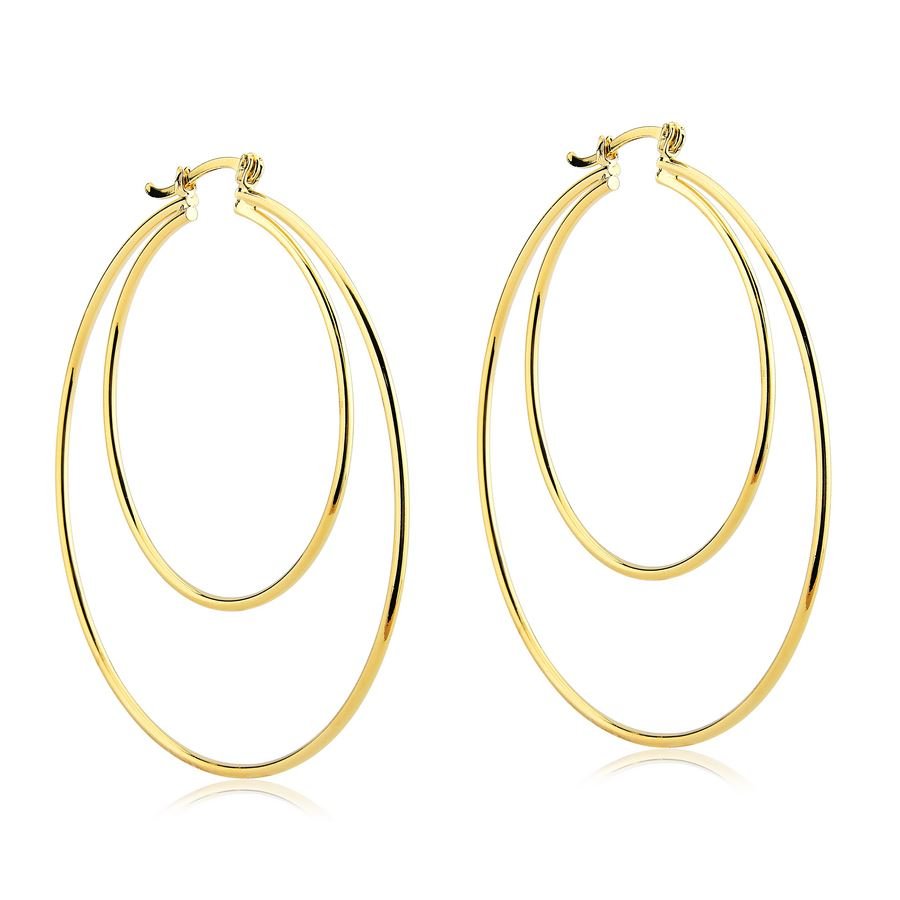 Brinco de argola dupla 6,0mm banhado aouro18k
