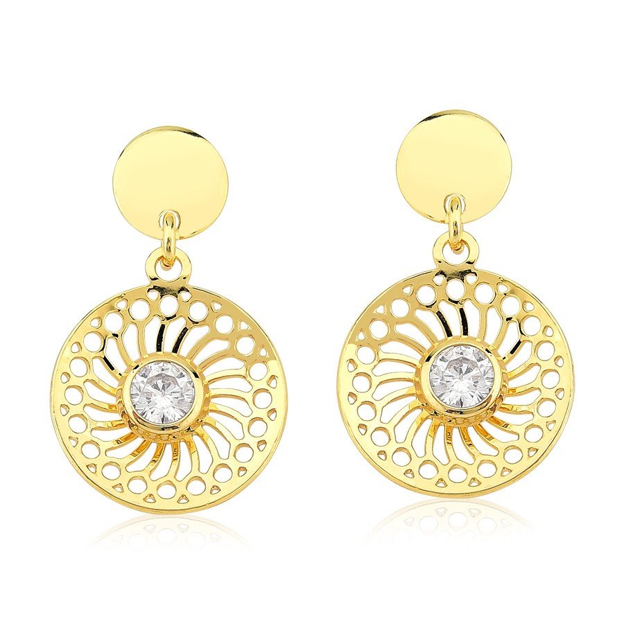 Brinco com pindurico delicado banhado ouro18k