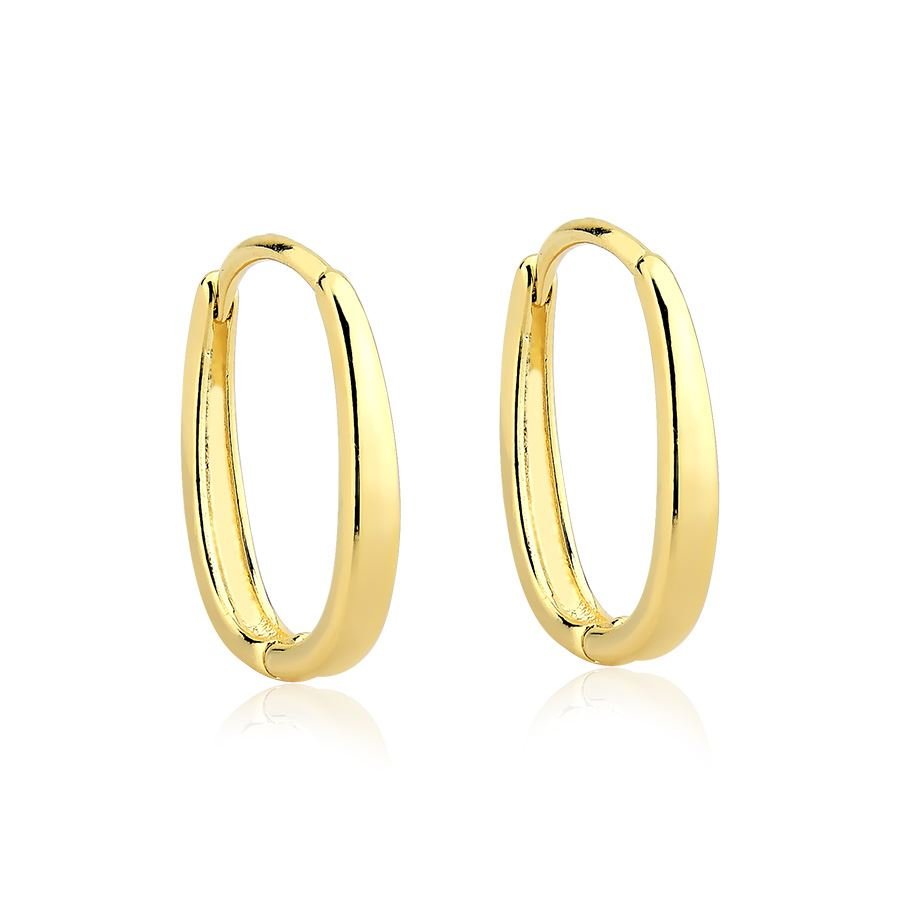 Brinco argolinha click oval banhado ouro18k