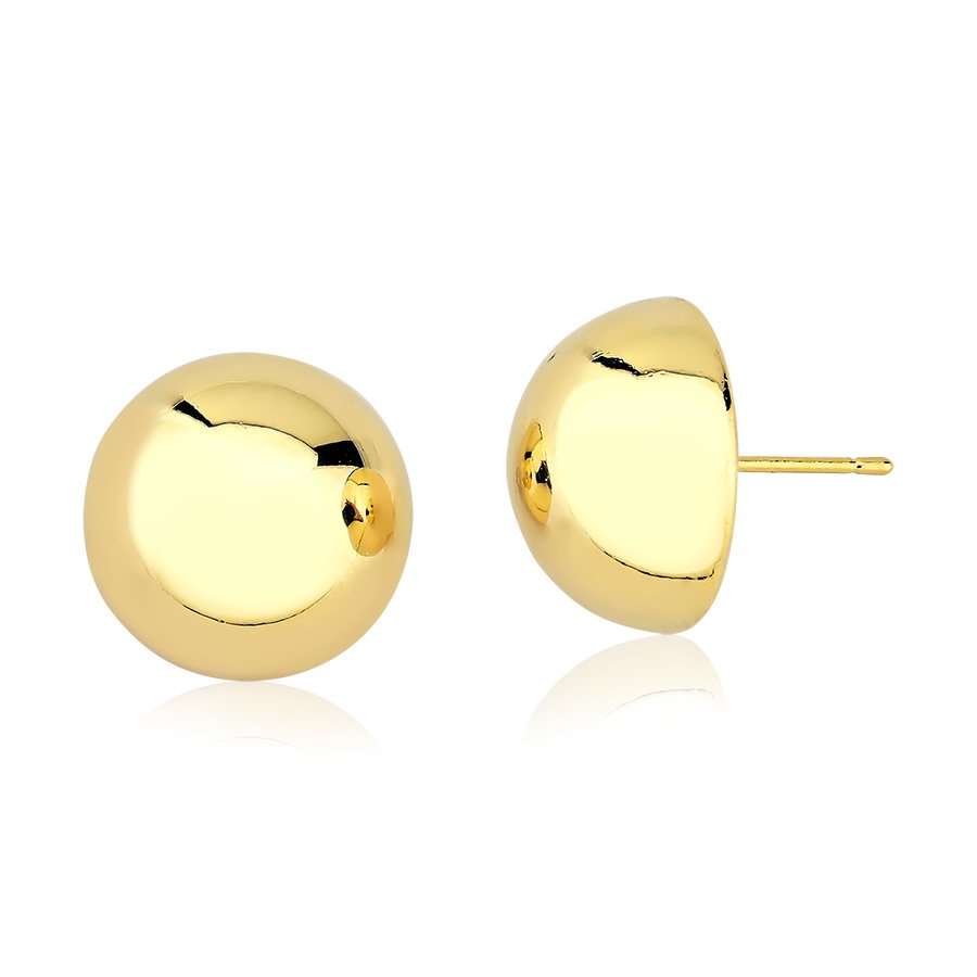 Brinco meia esfera banhado ouro18k