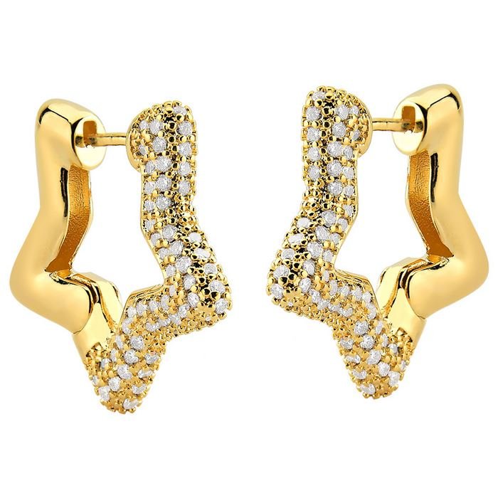 Brinco estrela cravejado banhado ouro18k