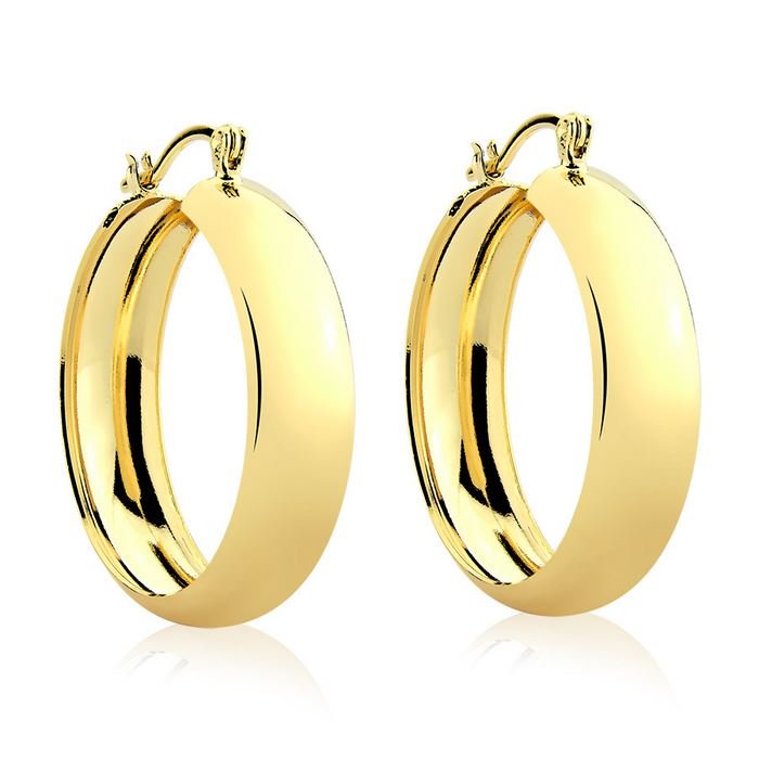 Brinco argola fecho italiano 3,0cm banhado ouro18k