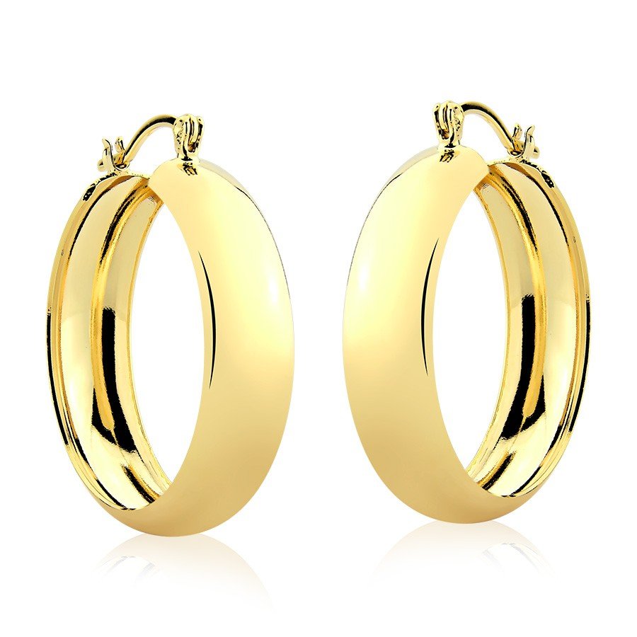 Brinco argola fecho italiano 3,0cm banhado ouro18k