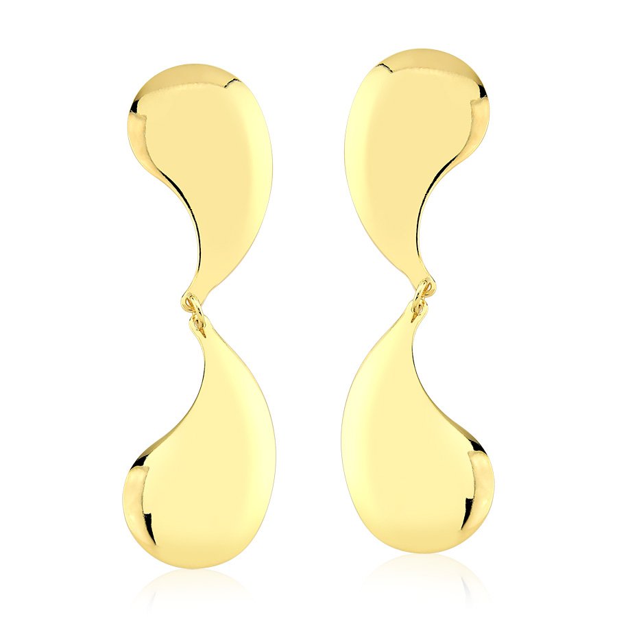 Brinco gota dupla banhado ouro18k