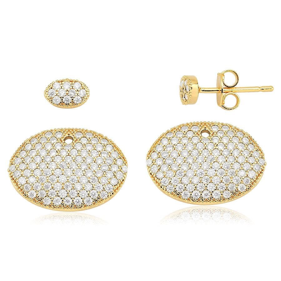 Brinco cravejado de zircônia cristal banhado a ouro18k