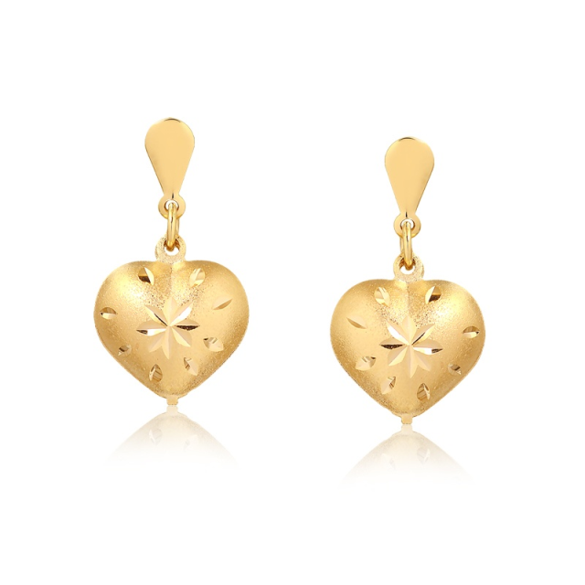 Brinco coração diamantado bnhado a ouro18k