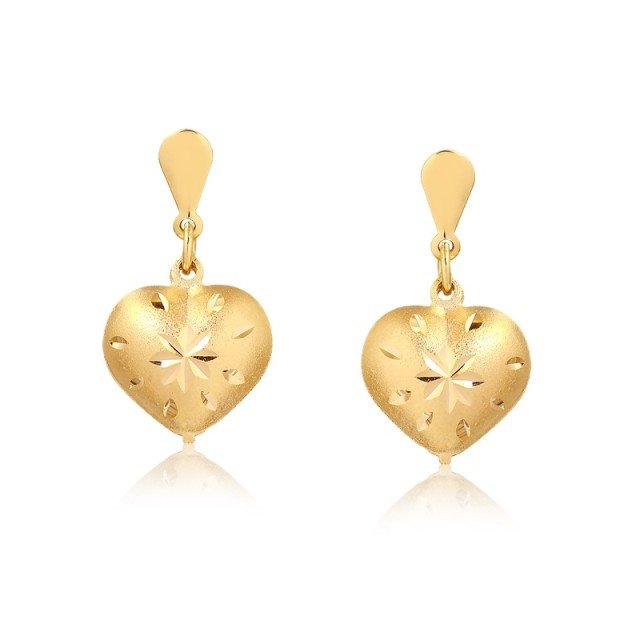 Brinco coração diamantado bnhado a ouro18k