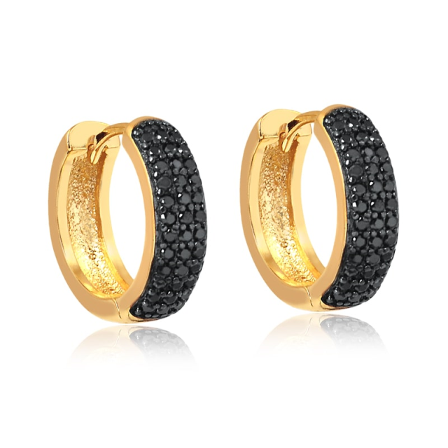 Brinco Argola de Zircônia e Ródio Negro Folheado a Ouro18K