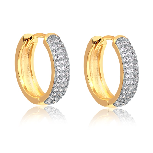 Brinco Argola de Zircônia White Folheado à Ouro18K