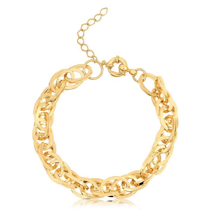 Pulseira de Elos Banhada a Ouro 18K