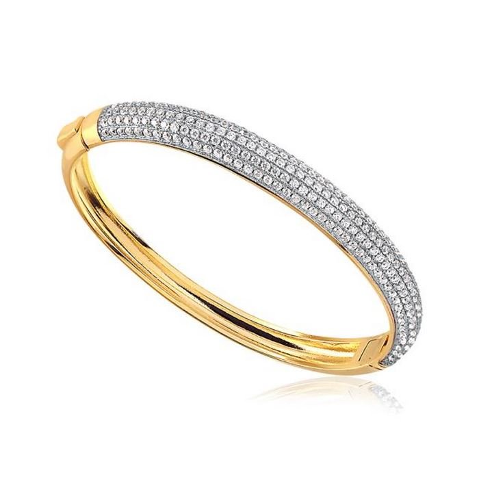 Bracelete largo cravejado banhado a ouro18k