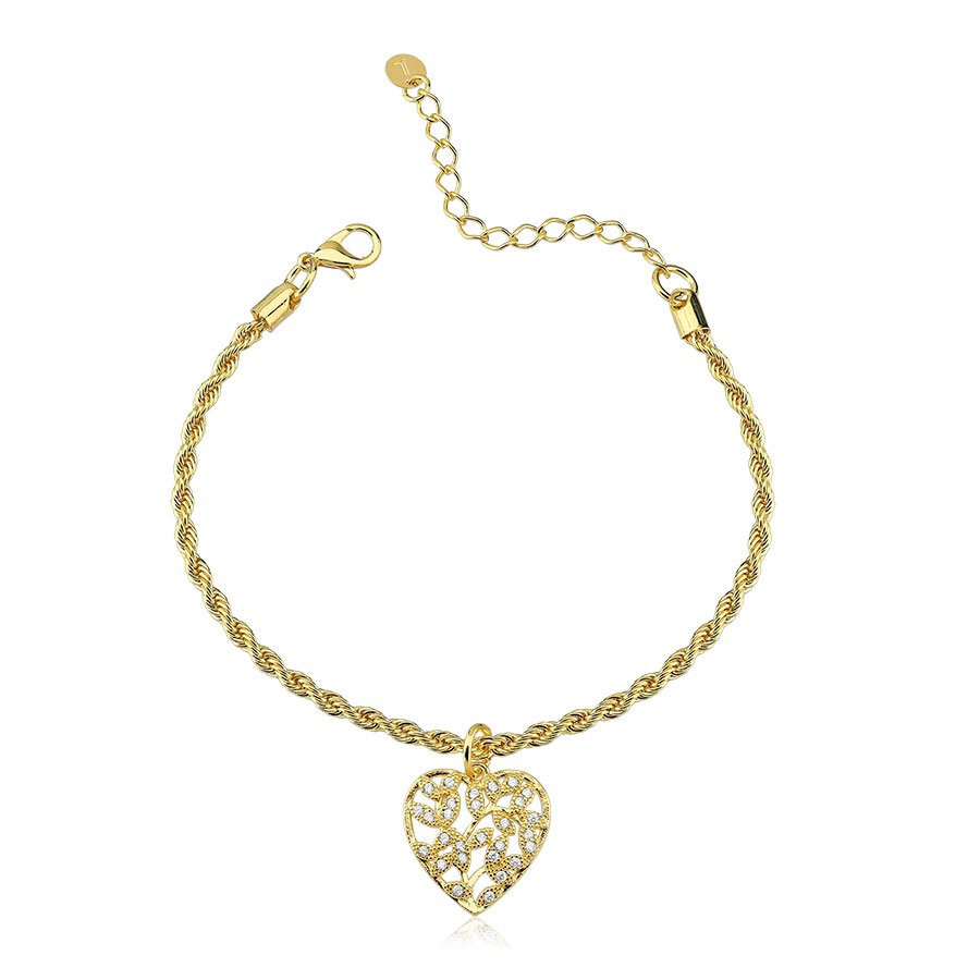 Pulseira Baiana com Pingente Coração Folheado a Ouro18K