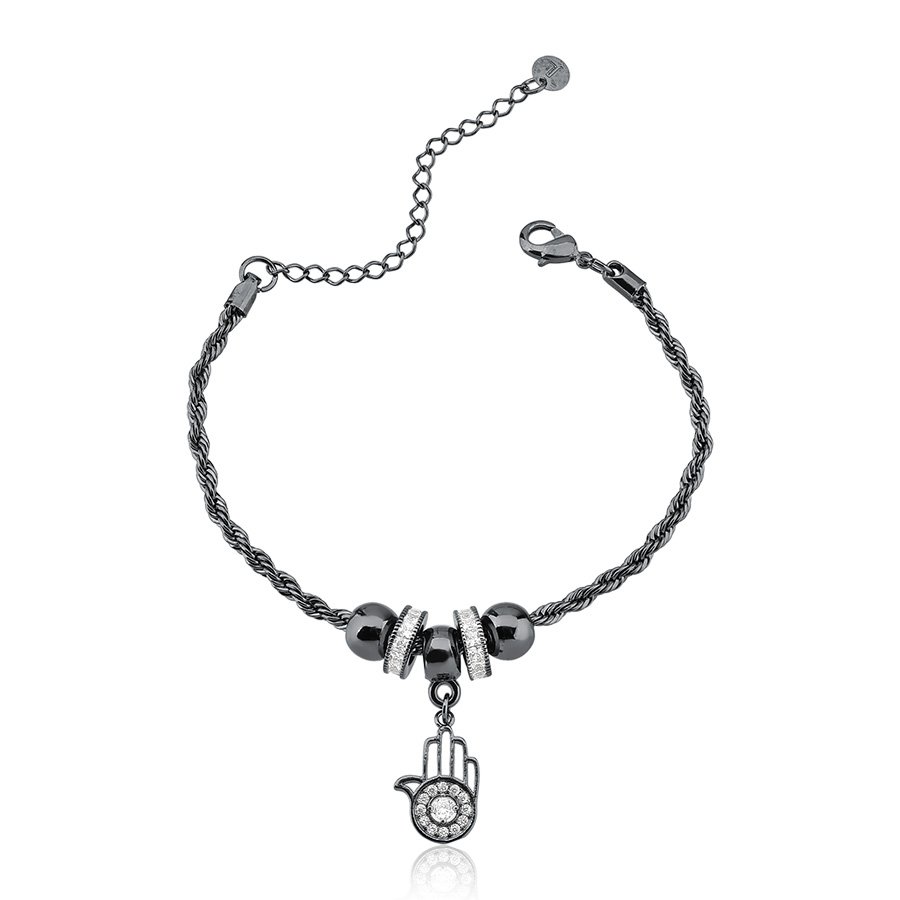 Pulseira berloque com zircônia grafite