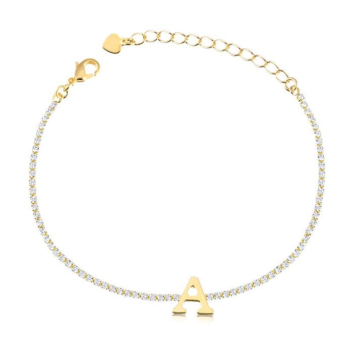 Pulseira riviera letra A banhada ouro18k