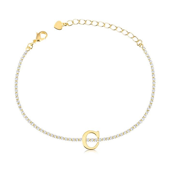 Pulseira riviera letra C banhada ouro18k