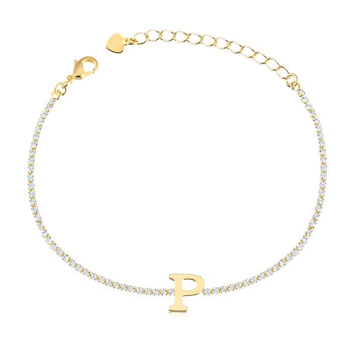 Pulseira riviera letra P banhada ouro18k