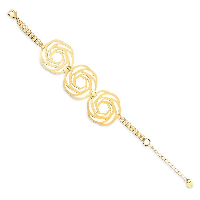 Pulseira desenho rosas banhada ouro18k