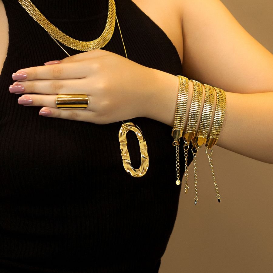 Pulseira lisa banhado ouro18k