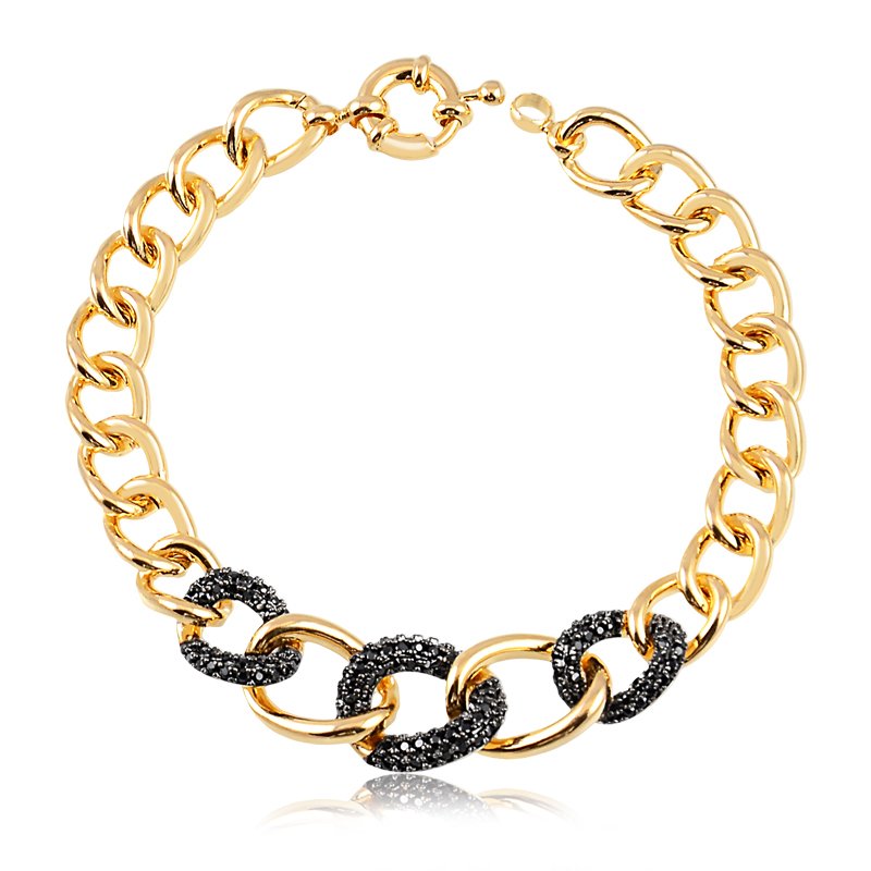 Pulseira de elos cravejados banhado a ouro18k