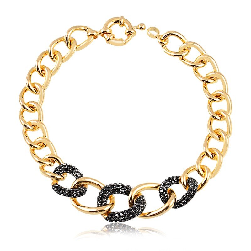 Pulseira de elos cravejados banhado a ouro18k