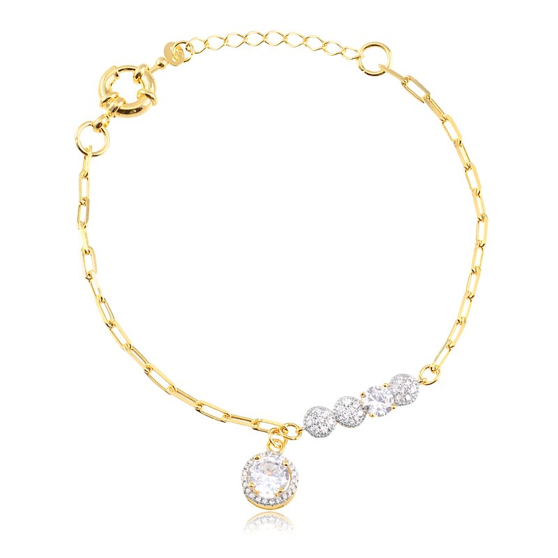 Pulseira com pingente de zircônia banhado a ouro18k