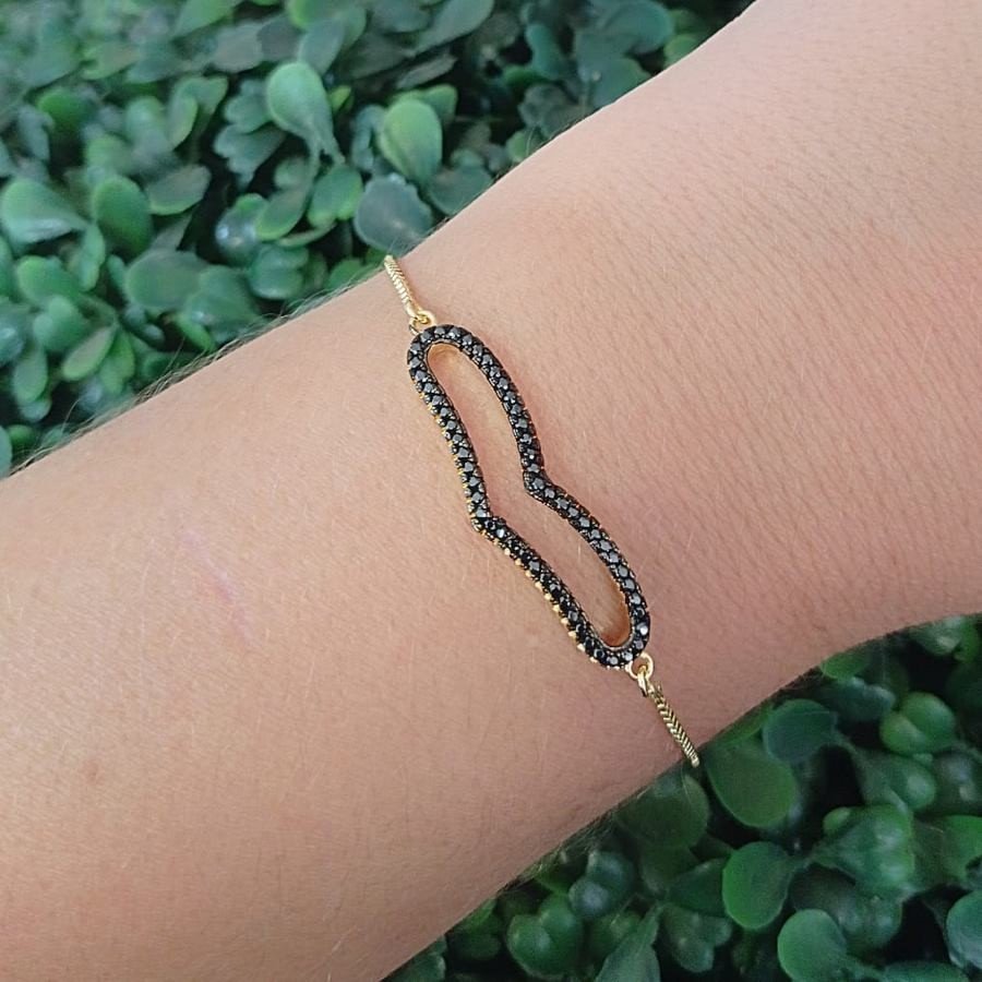 Pulseira de Zircônia com Regulagem Banhada a Ouro 18K