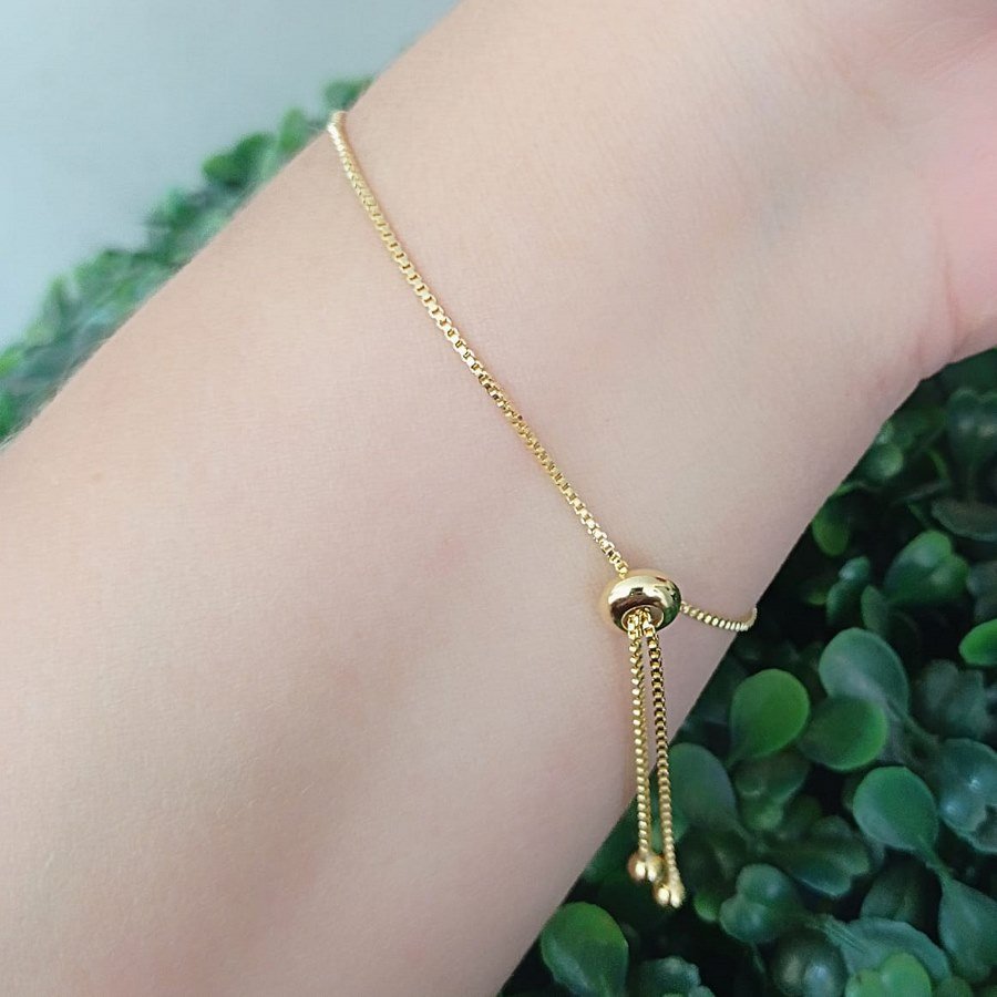 Pulseira de Zircônia com Regulagem Banhada a Ouro 18K