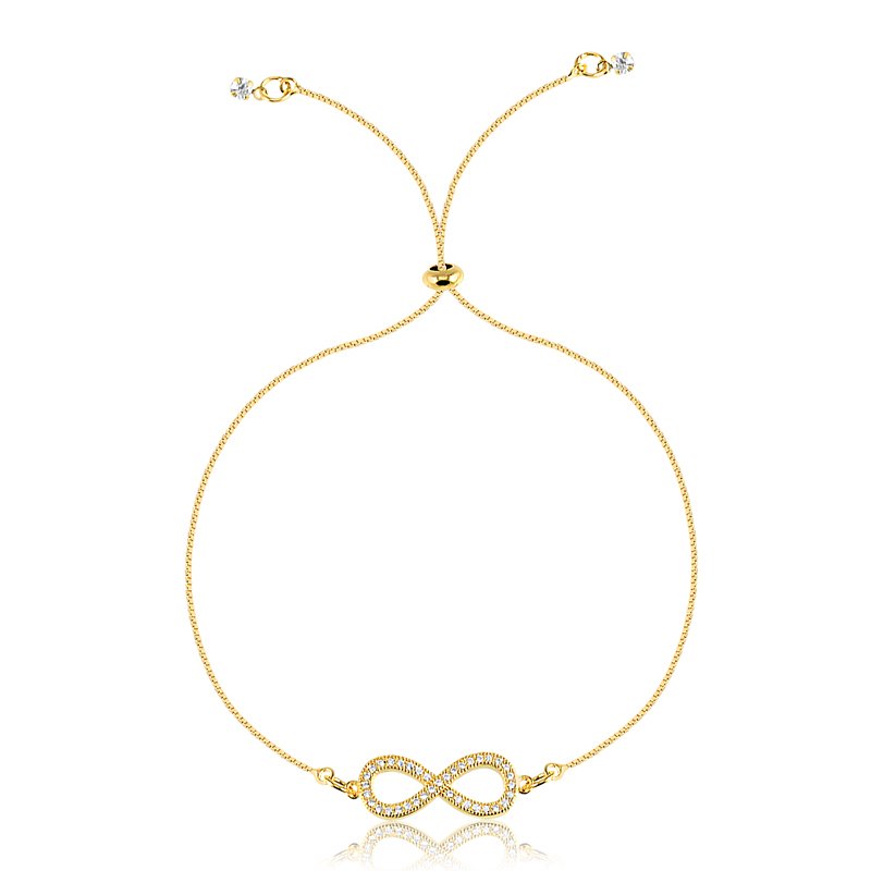 Pulseira regulável infinito cravejado banhado a ouro18k