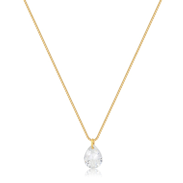 Colar com gota de zircônia banhado a ouro18k