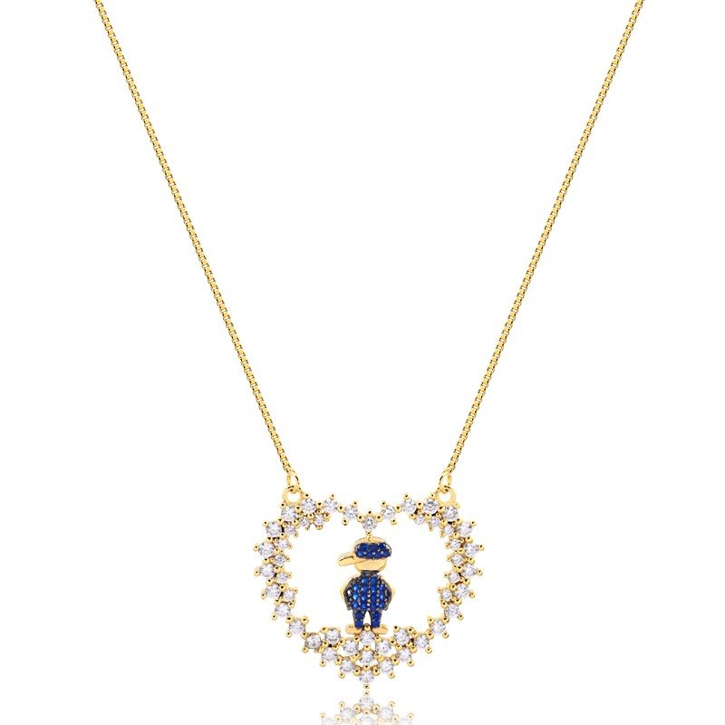 Gargantilha Menino Cravejada banhada a Ouro 18K