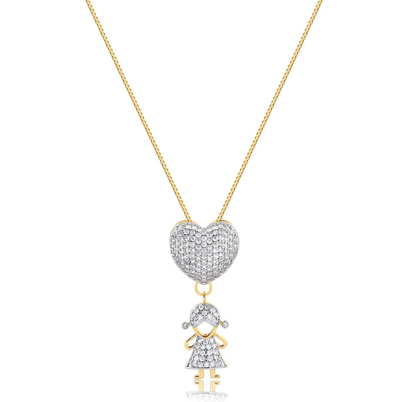 Gargantilha Cravejada Menina Folheada a Ouro 18K 