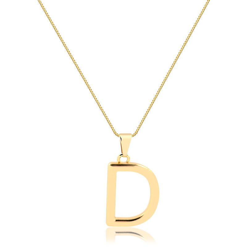 Gargantilha Letra 'D' Folheada a Ouro 18k