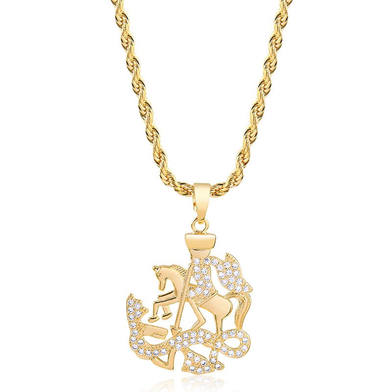Cordão Baiano com Pingente São Jorge banhado a Ouro 18K