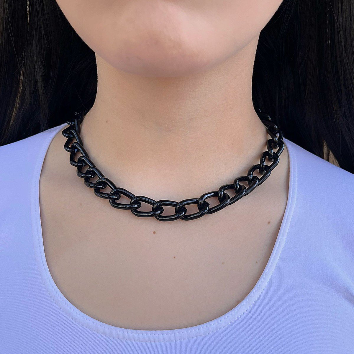 Colar de elos preto e grafite