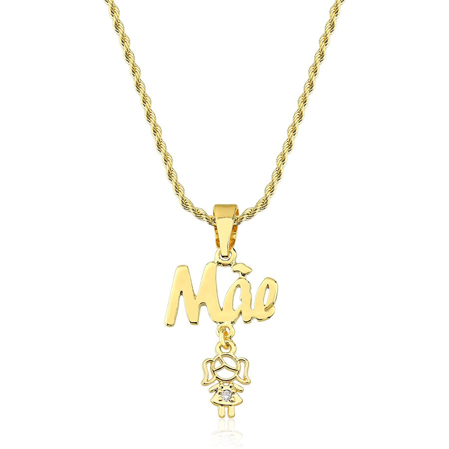 Gargantilha baiana Mãe e Menina banhada ouro18k